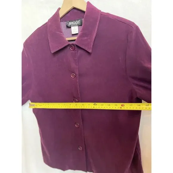 Vintage Briggs NY Womens Velvet Moleskin Button Blouse Jacket Size‎ L Grannycore - Picture 13 of 14